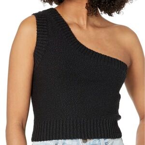 Madewell Textural Knit One Shoulder Women’s Size XL Black Cropped 2023 Sweater